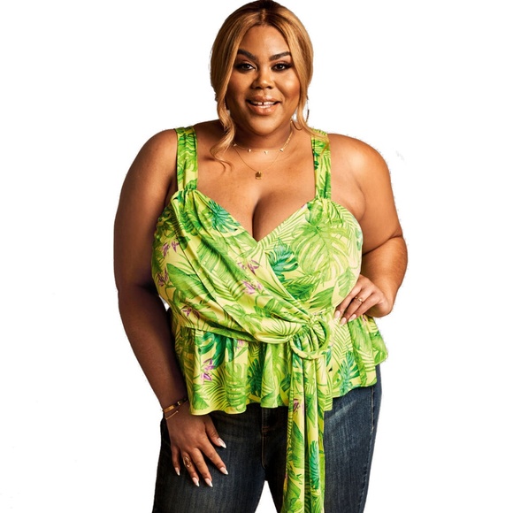 Green Printed Nina Parker Women's Plus Size Tank Top (1X) - Picture 4 of 4